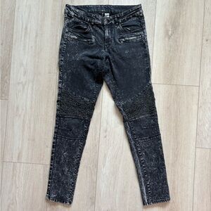 DIVIDED H&M acid wash biker black skinny jeans size 10 in women’s pants